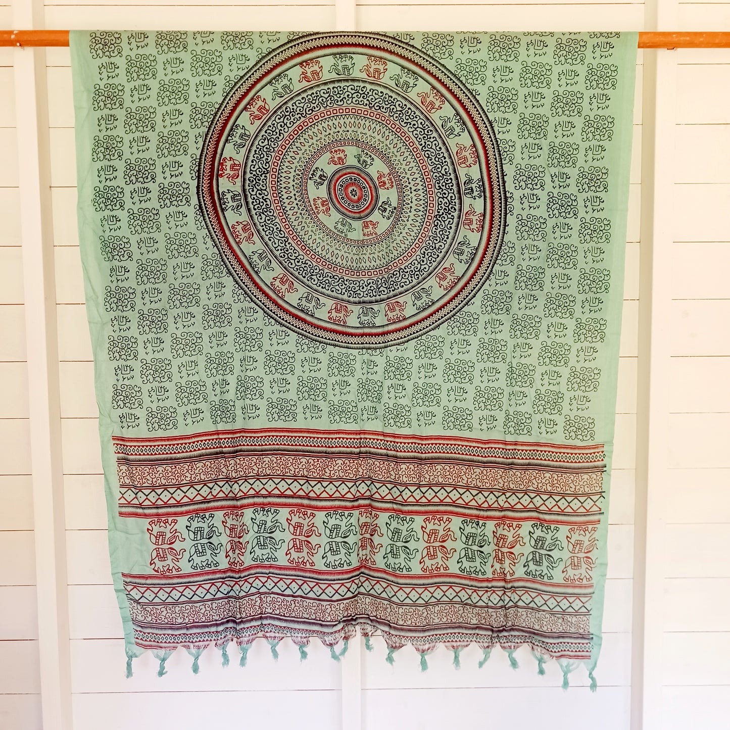 Wrap yourself in the luxurious softness of our Elephant Mandala Prayer Shawl, a beautifully handcrafted lightweight scarf designed for comfort, meditation, and everyday style. Featuring an intricate elephant mandala and traditional Hindu-inspired prayer motifs, each shawl is hand printed using hand-carved wooden blocks, creating a unique artisan finish.