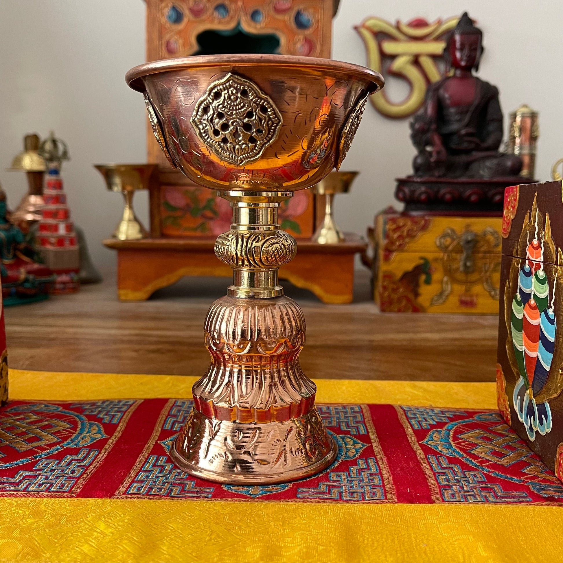 Copper Tibetan Butter Lamp 15 x 10 cm  Med
