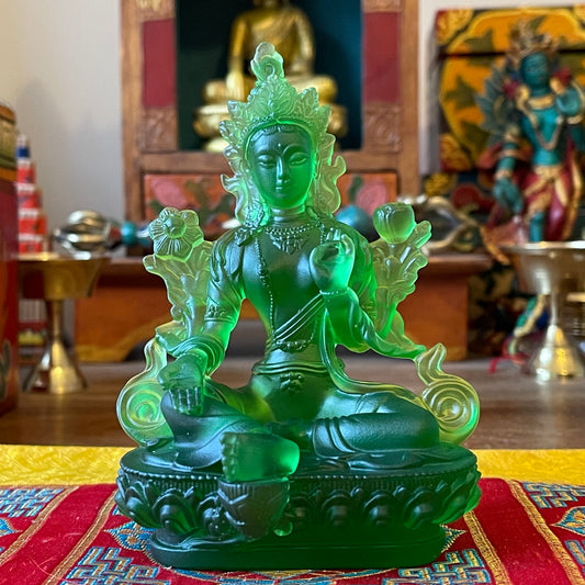 Green Tara transparent Green Glass Statue