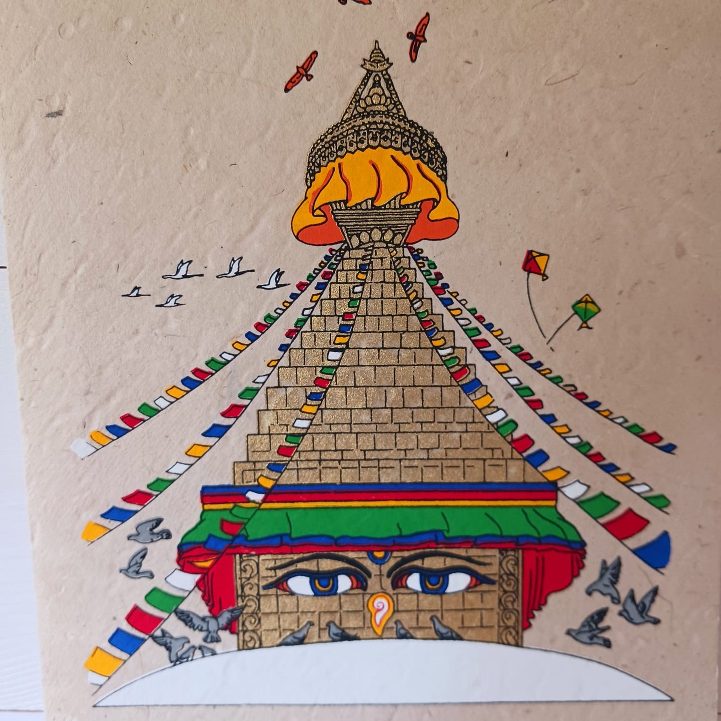 Boudhanath Stupa Lokta Paper Scroll | Wall Hanging