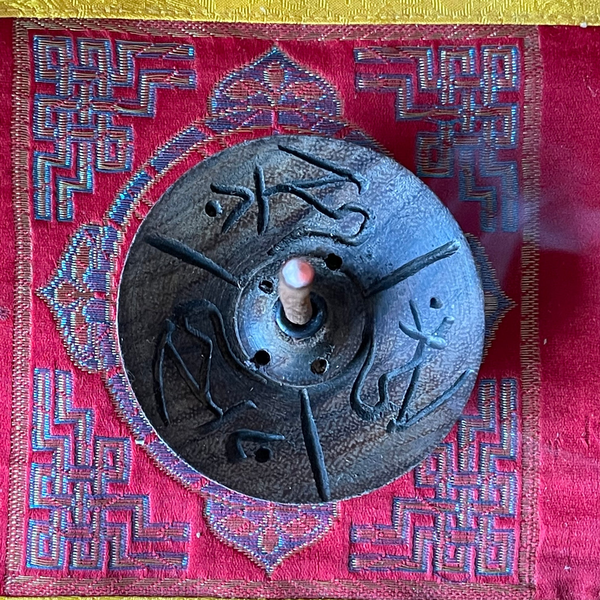 Tibetan Om Wood Incense Holder