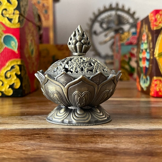 Lotus leaf Bronze colour Incense Holder with Sand