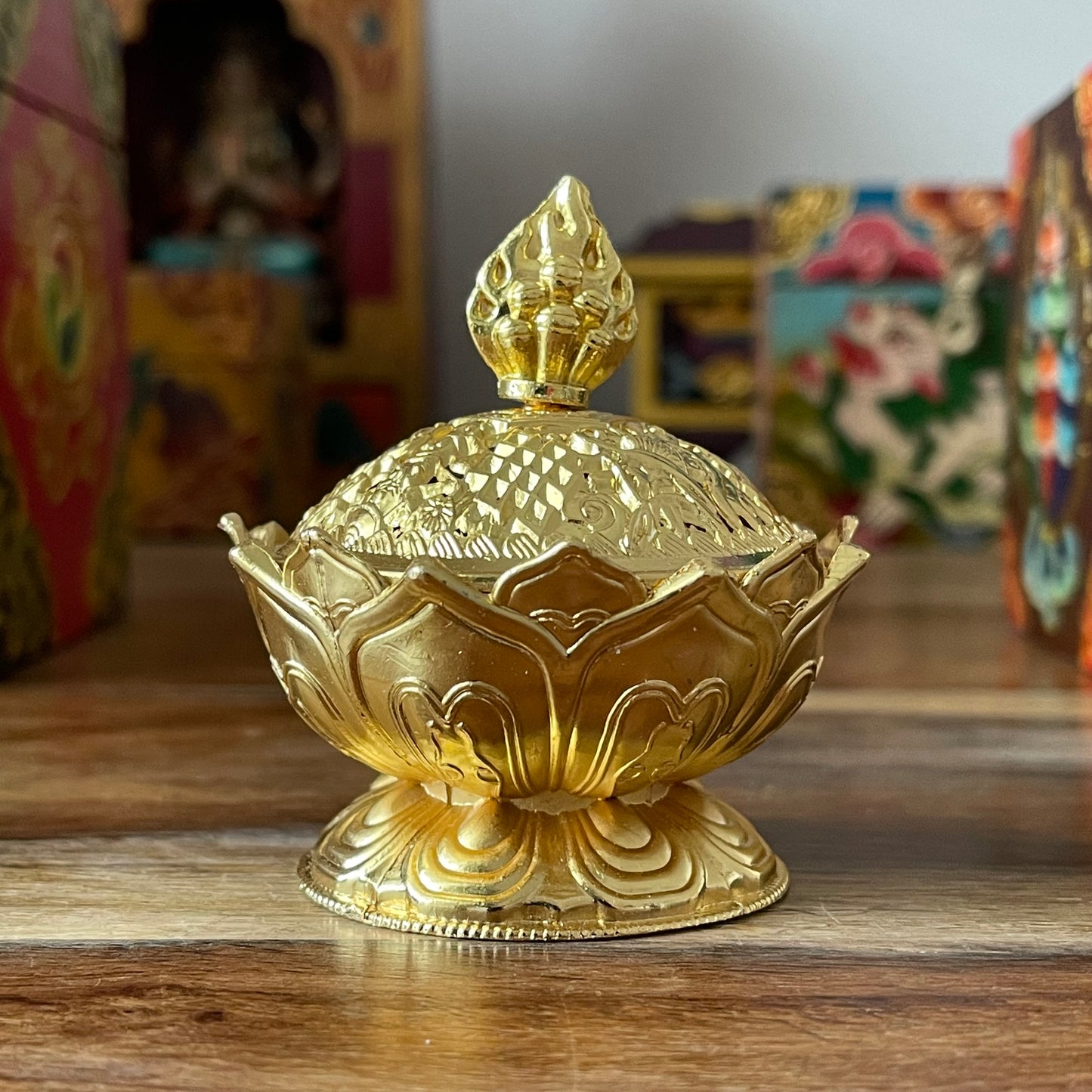 Lotus leaf Gold colour Incense Holder with Sand
