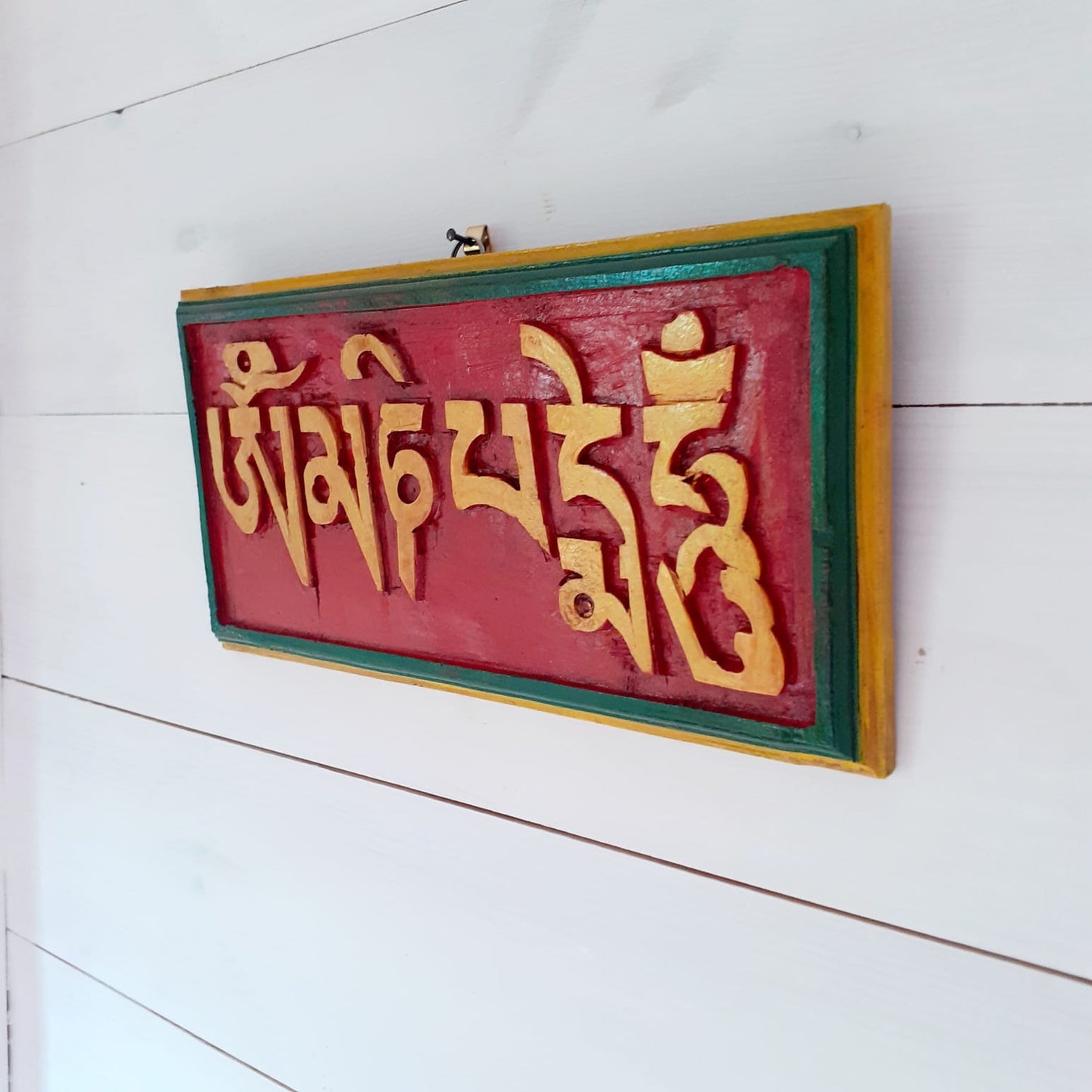 Decorative Om Mani Padme Hum wooden wall hanging