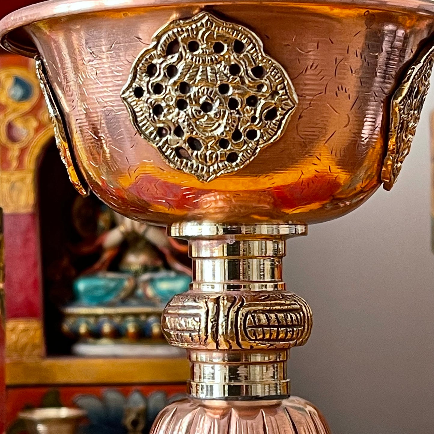 Copper Tibetan Butter Lamp 17 x 12 cm x Large