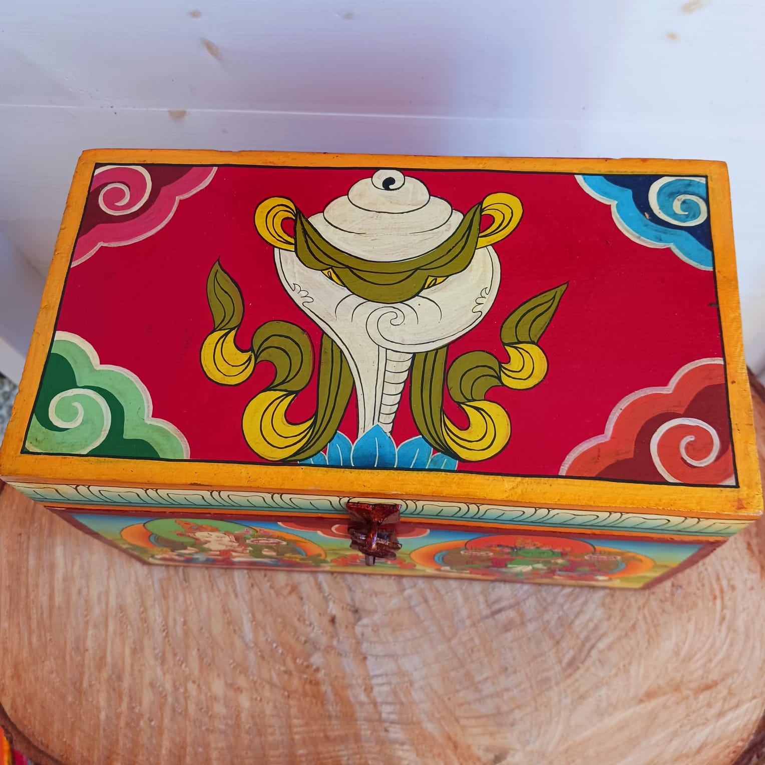 Hand Painted Tara Wooden Tibetan Box Tibetan Alter box Green Tara 