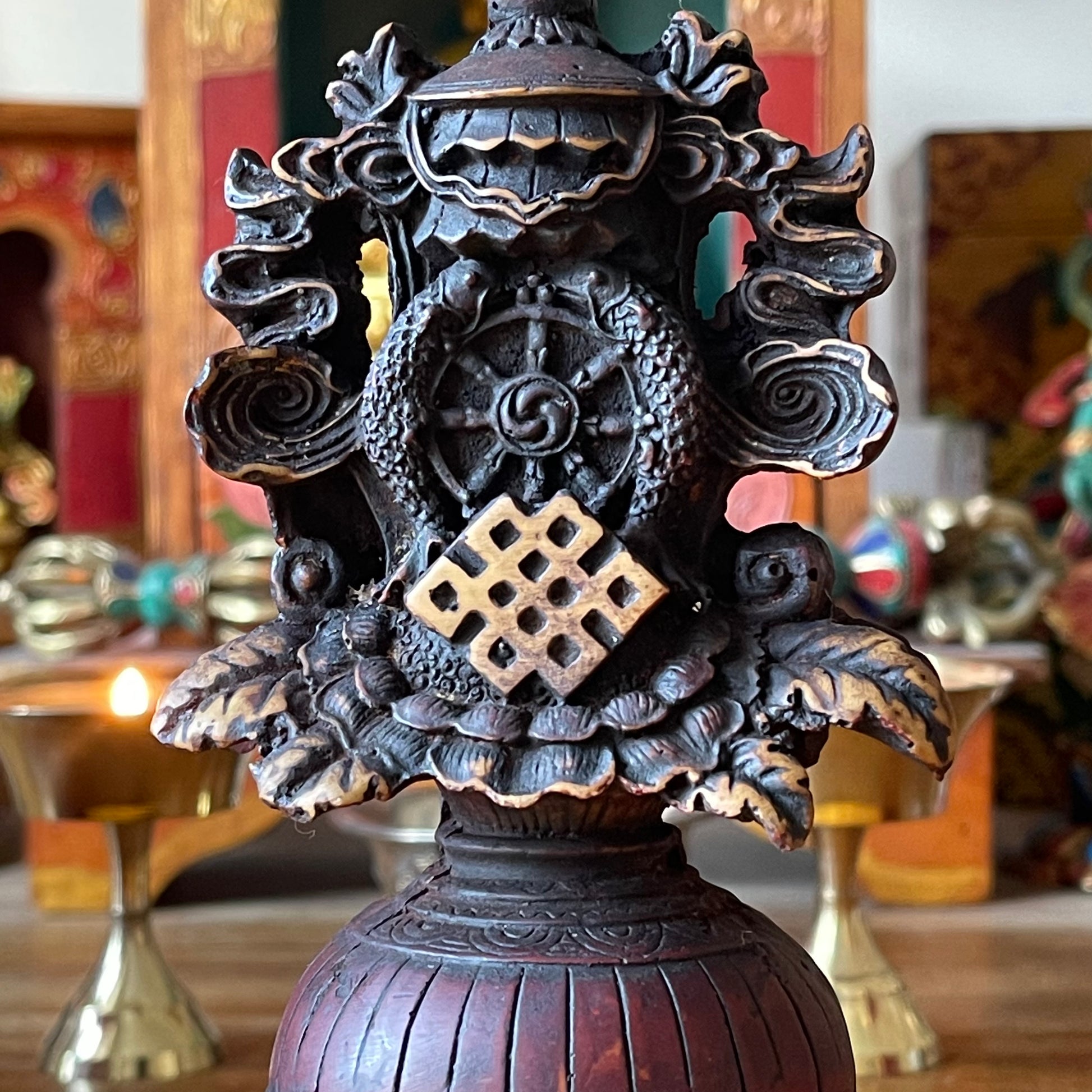Tibetan Resin Treasure Vase 17cm