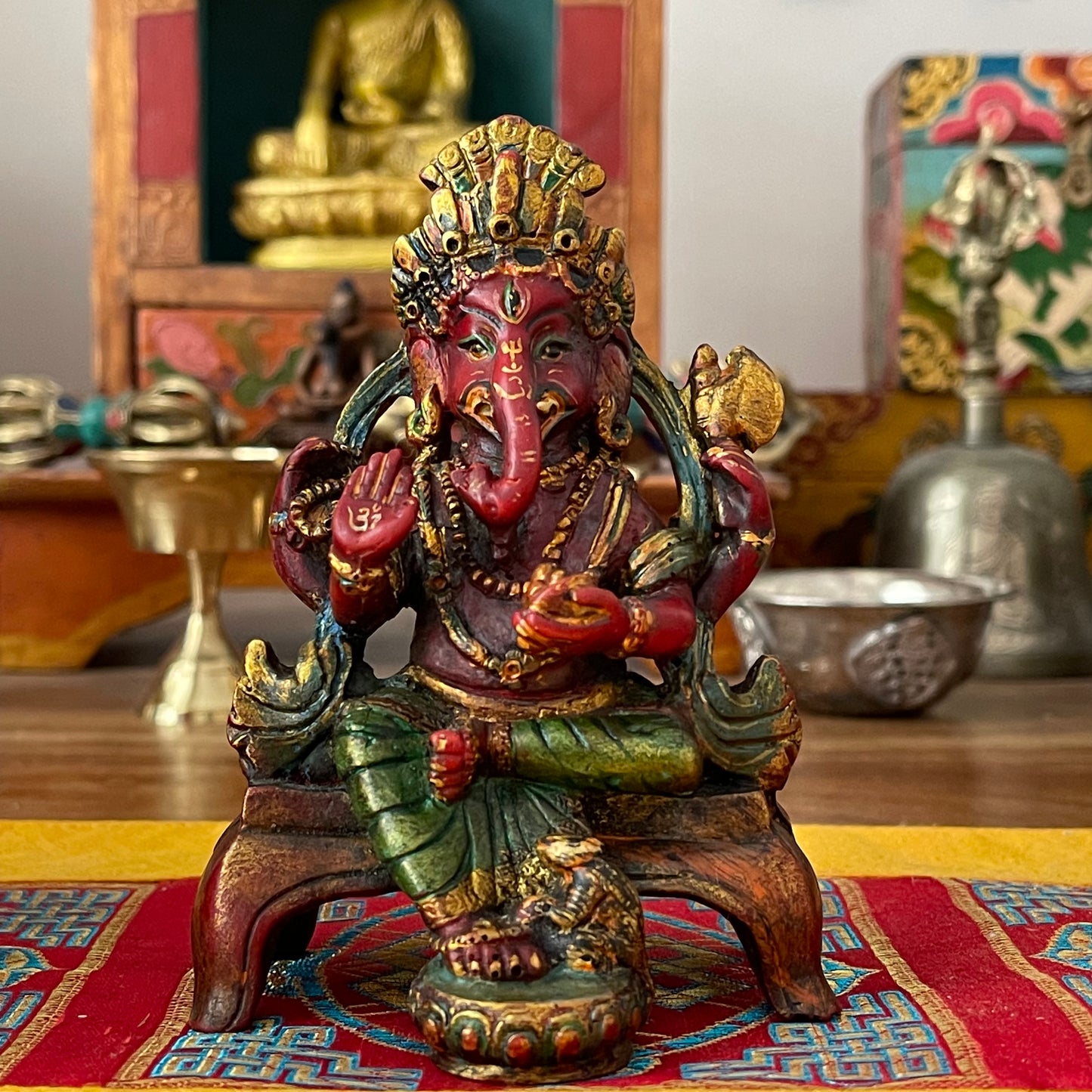 Painted Resin Ganesh 13 cm