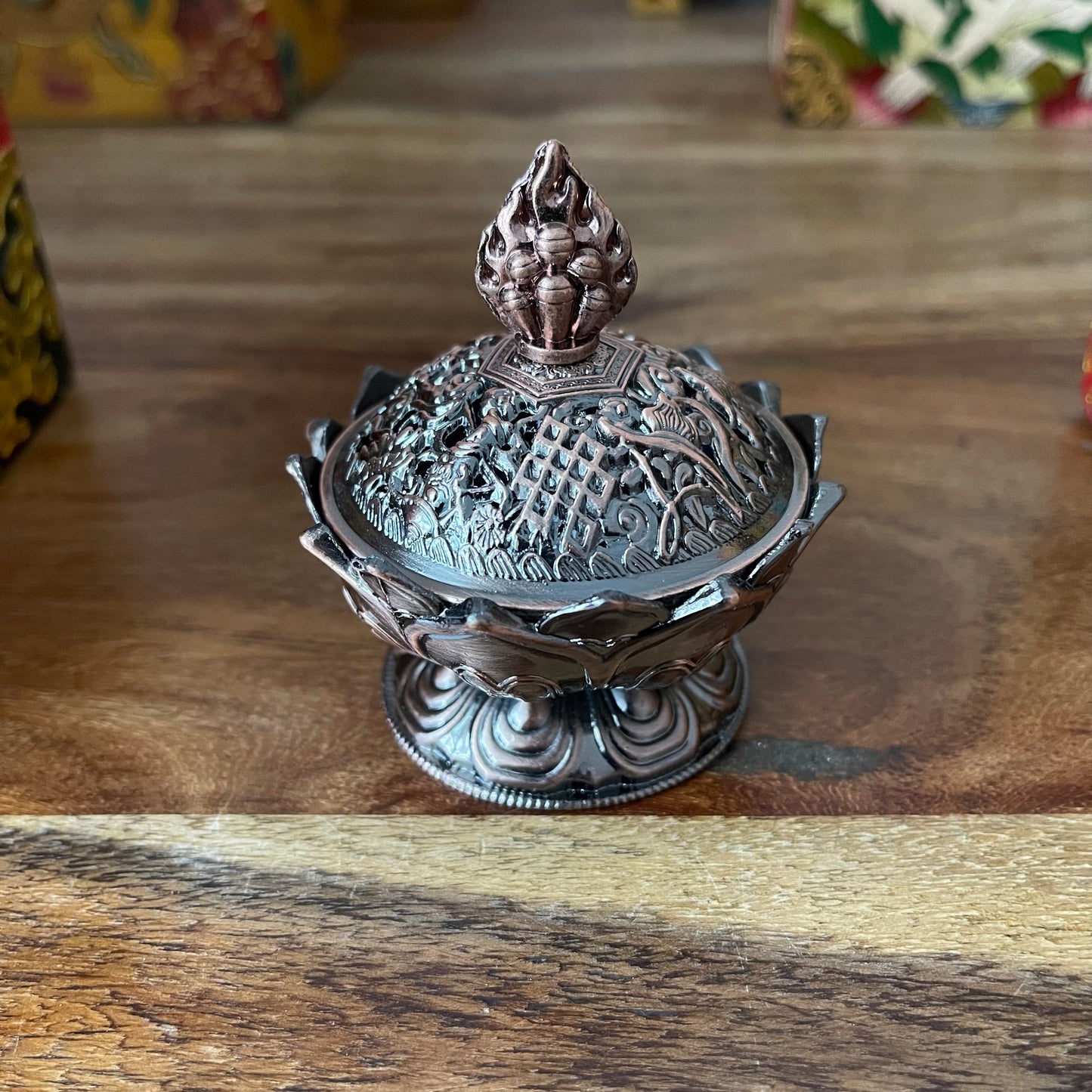 Lotus leaf copper colour Incense Holder with Sand