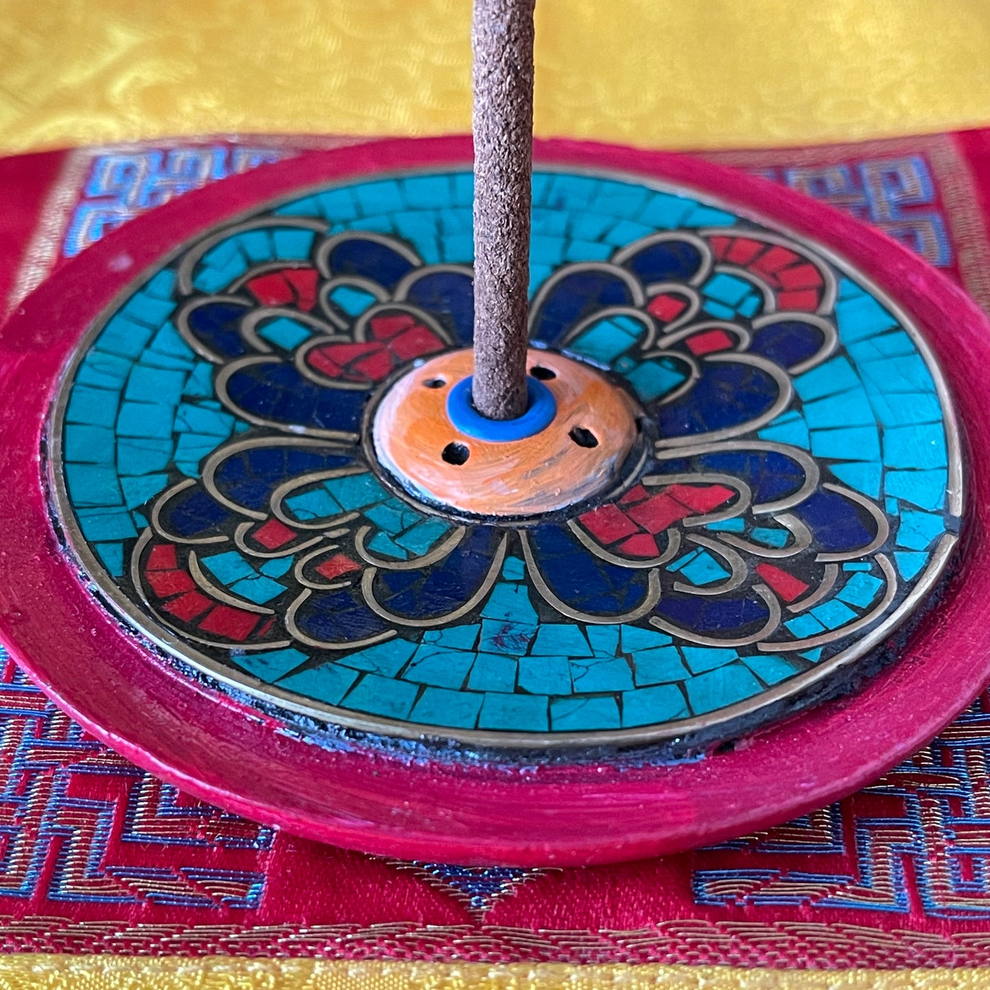 Tibetan Incense Holder Flower  9 x 9 cm