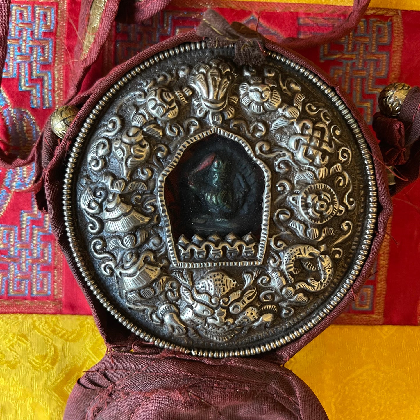 Tibetan Round Travel Gau portable Prayer Box  shrine