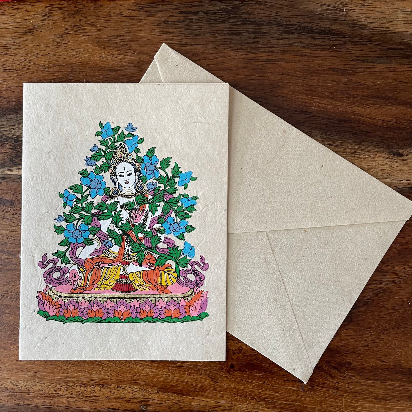 Lokta Paper  greetings Card White Tara