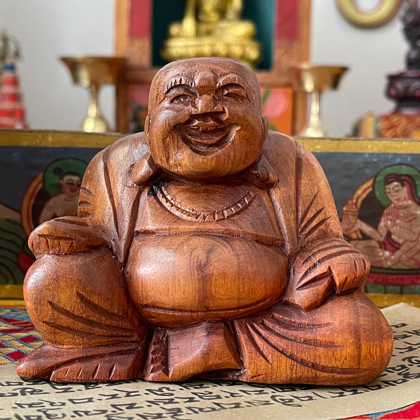 Hand carved Laughing Buddha  Statue 7 cm