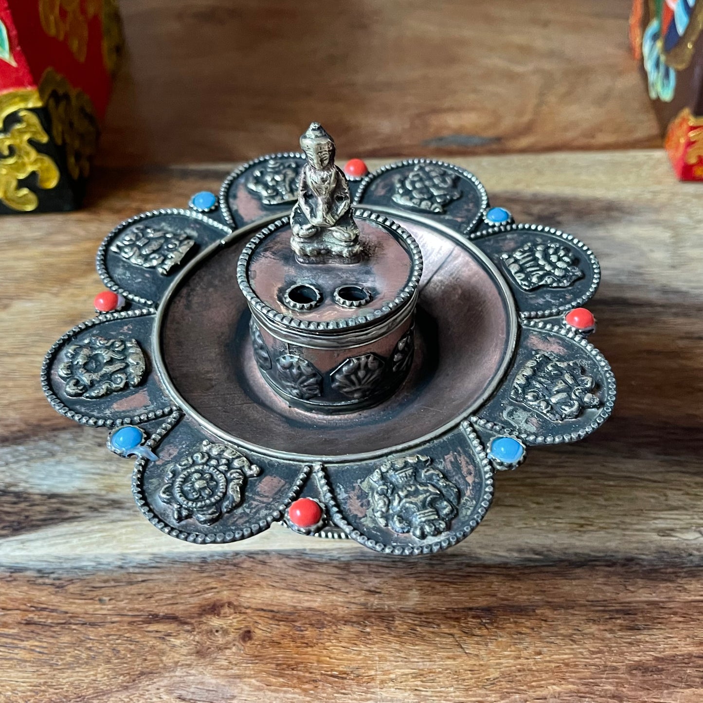 Buddhist incense Burner Copper & Brass 14cm