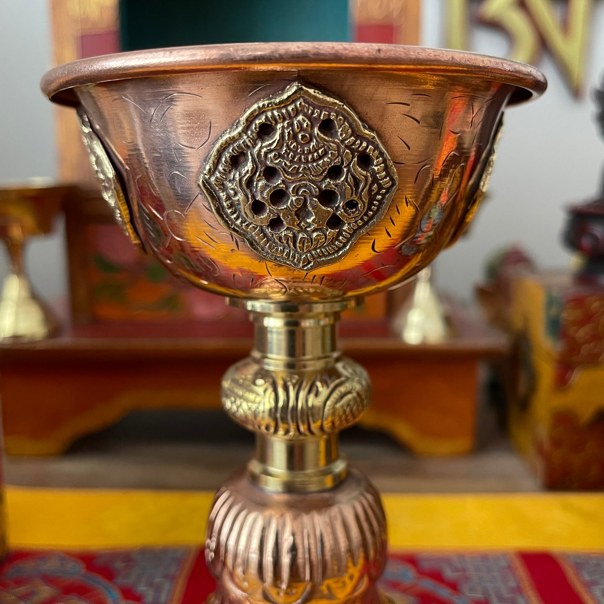 Copper Tibetan Butter Lamp 15 x 10 cm  Med