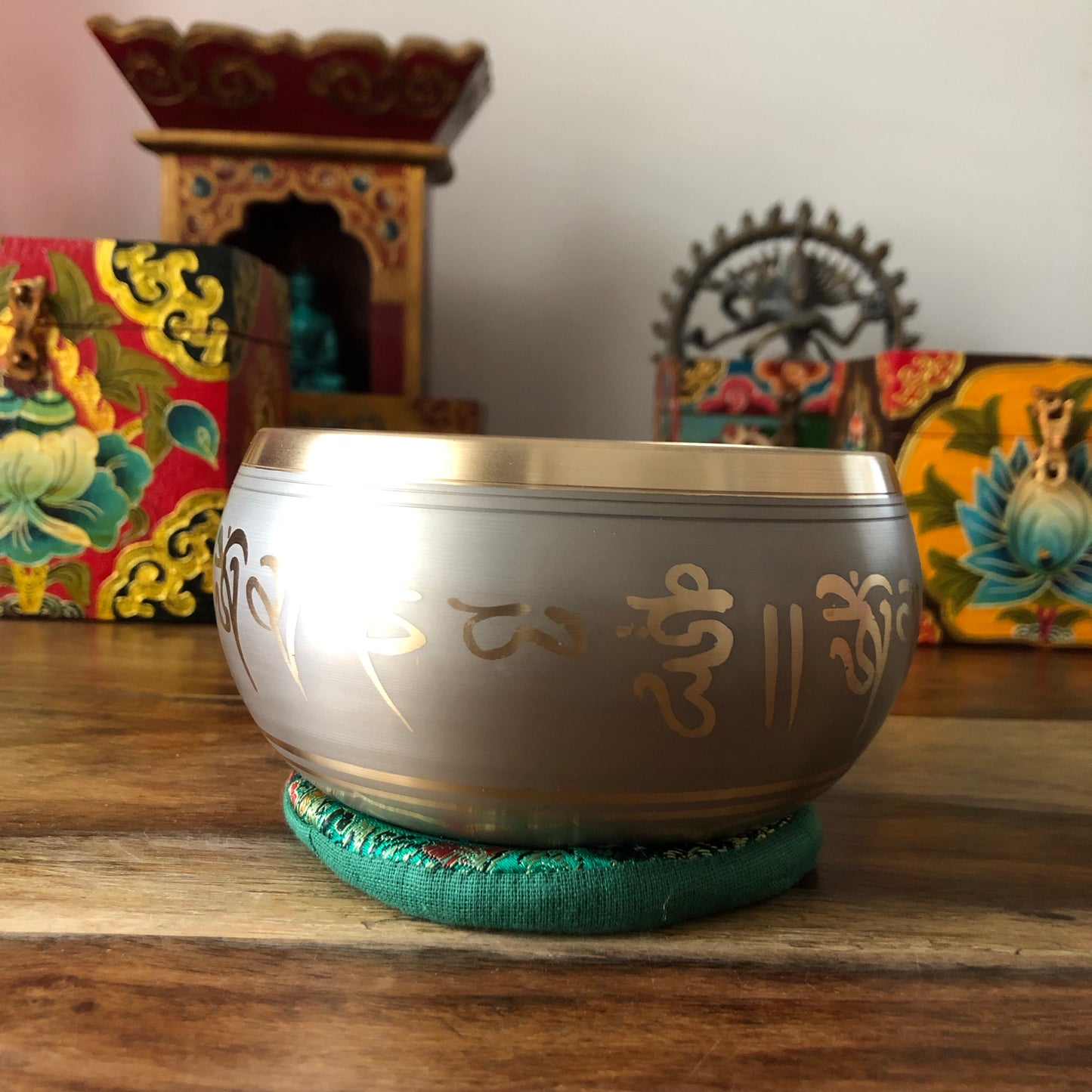 Buddha Design Brass Singing Bowl with Stick 12cm