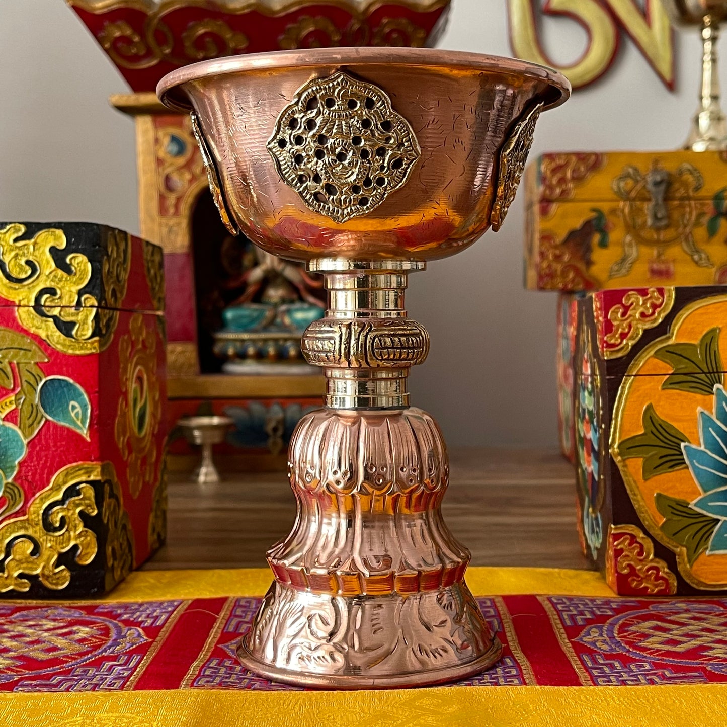 Copper Tibetan Butter Lamp 17 x 12 cm x Large