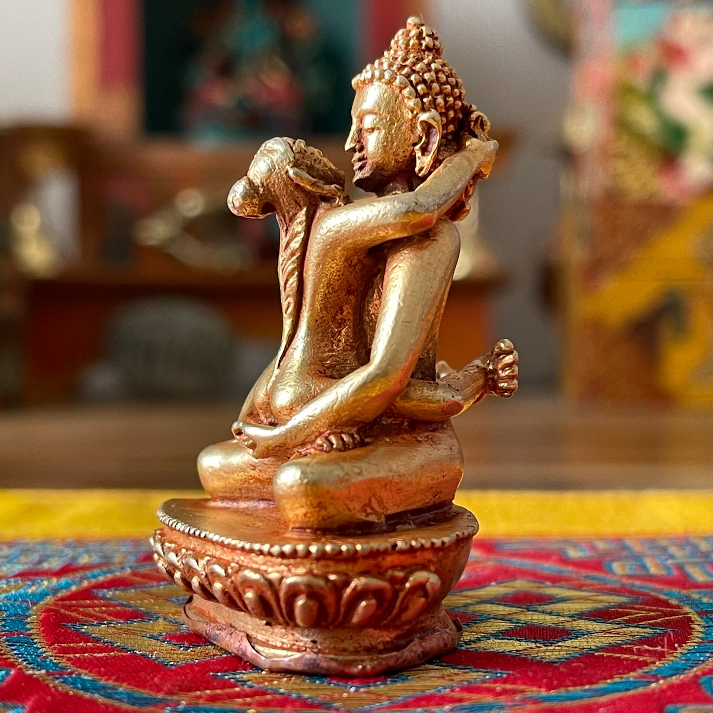 Gold Plated Tibetan Statue of Yab Yum Samantabhadra 6 cm