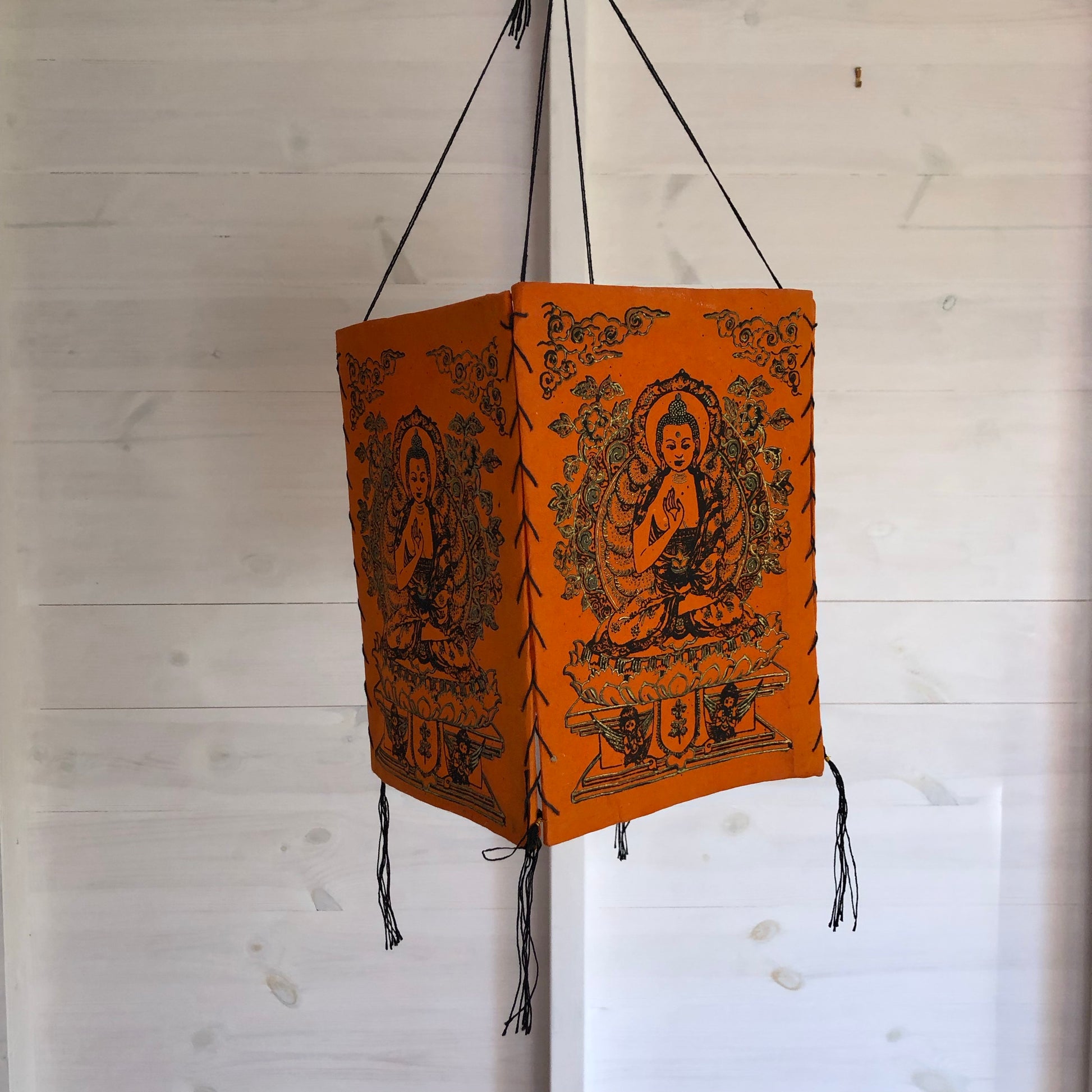 Lokta Paper Nepalese Lampshade Buddha (Orange)