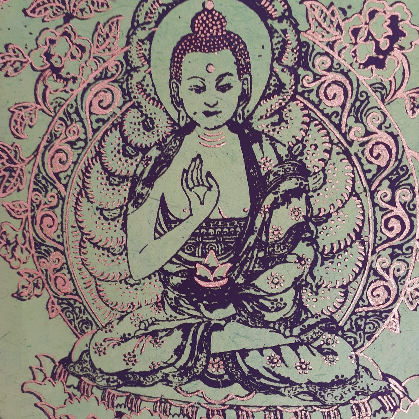 Lokta Paper Nepalese Lampshade Buddha (Green)