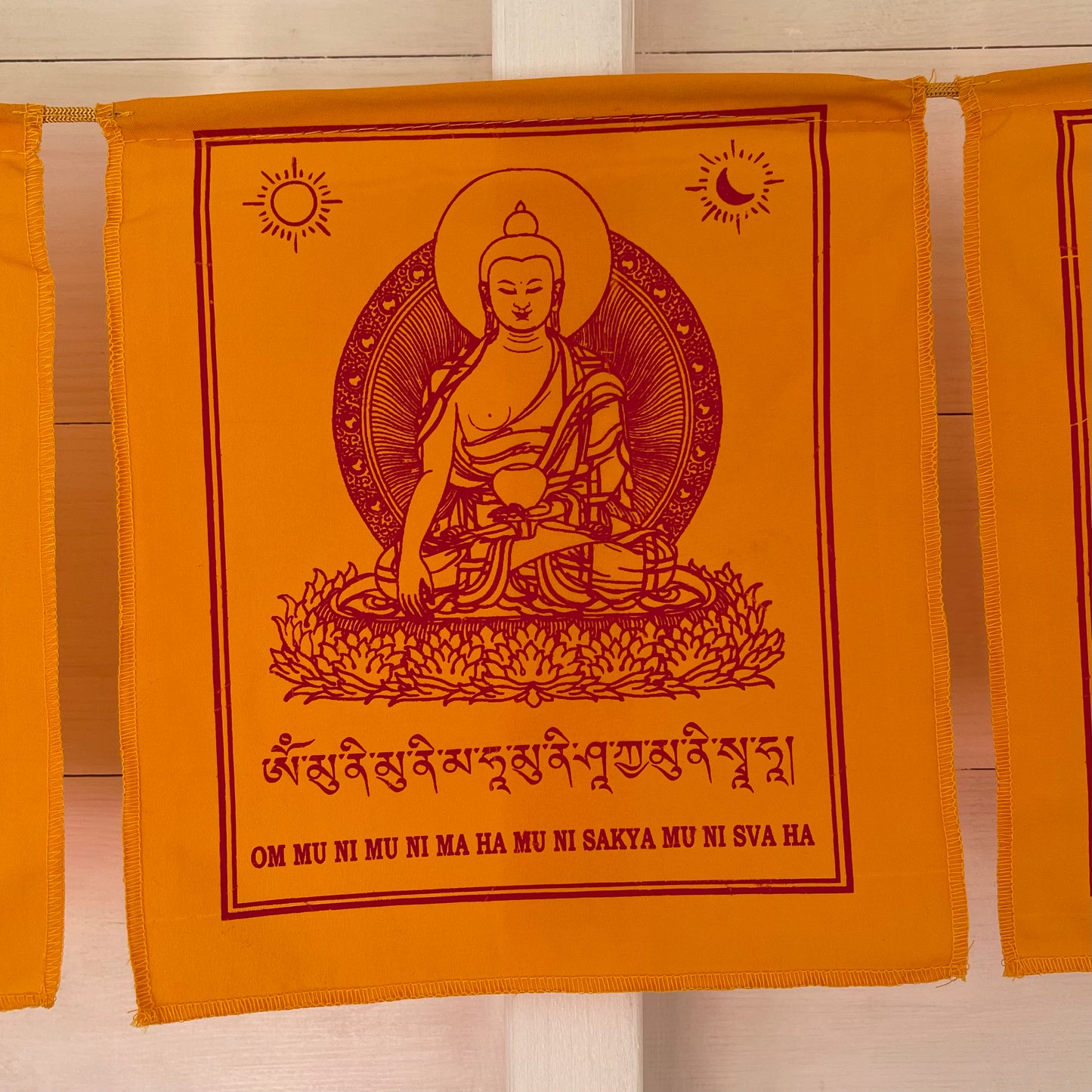 Tibetan prayer flags Buddha Shakyamuni 9 flags  20 x 22 x 200 cm