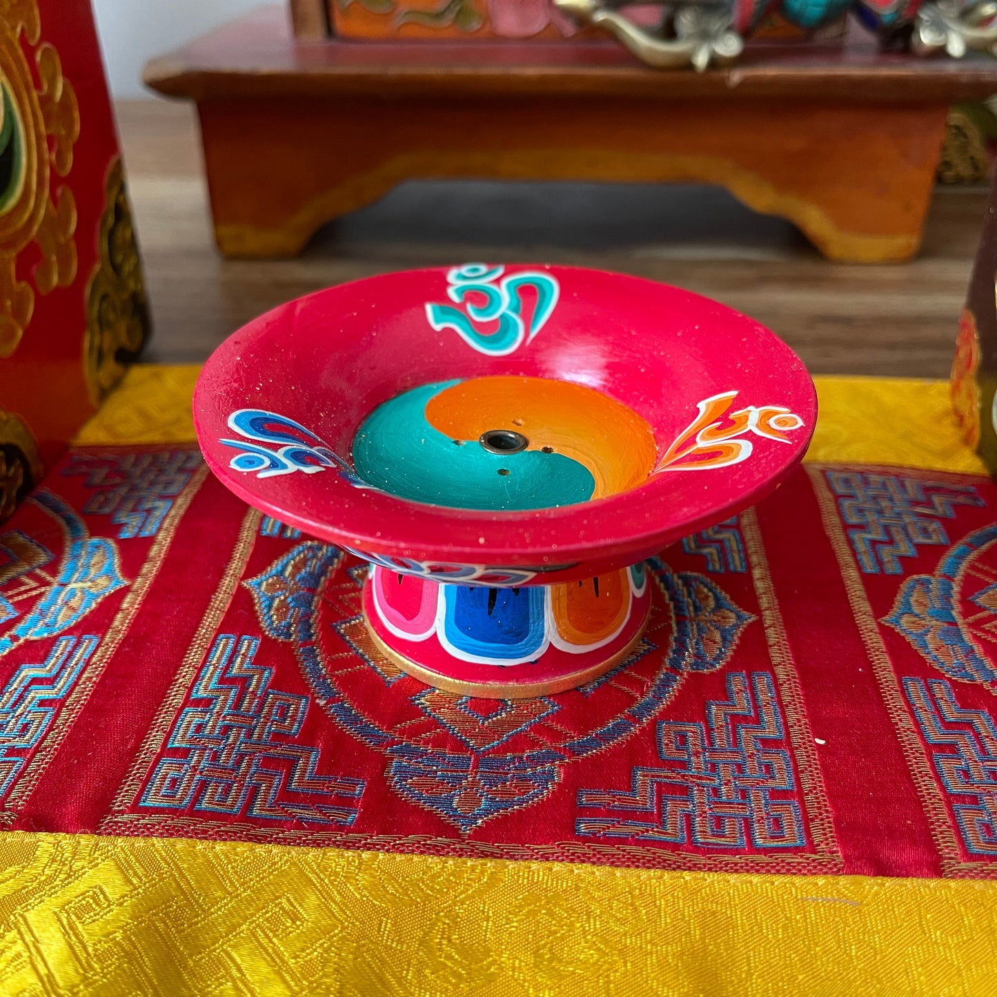 Tibetan Incense stick burner Hand painted OM