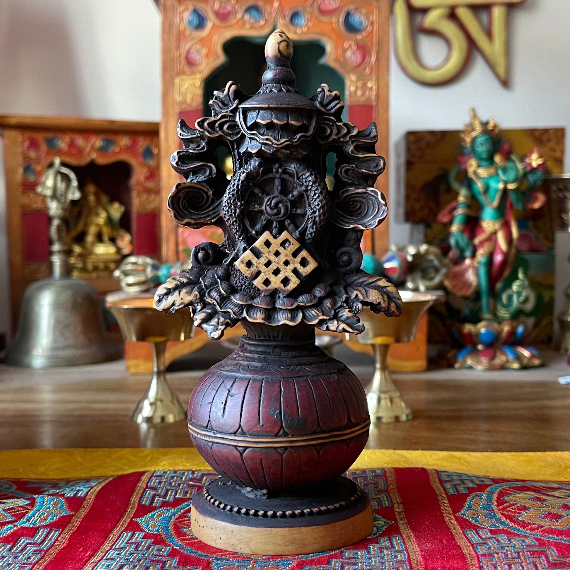 Tibetan Resin Treasure Vase 17cm