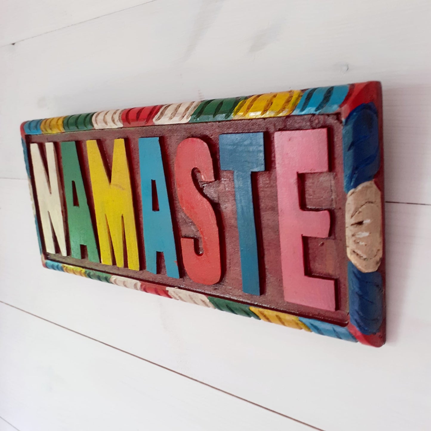 Namaste sign wooden wall décor 25 x 10 cm