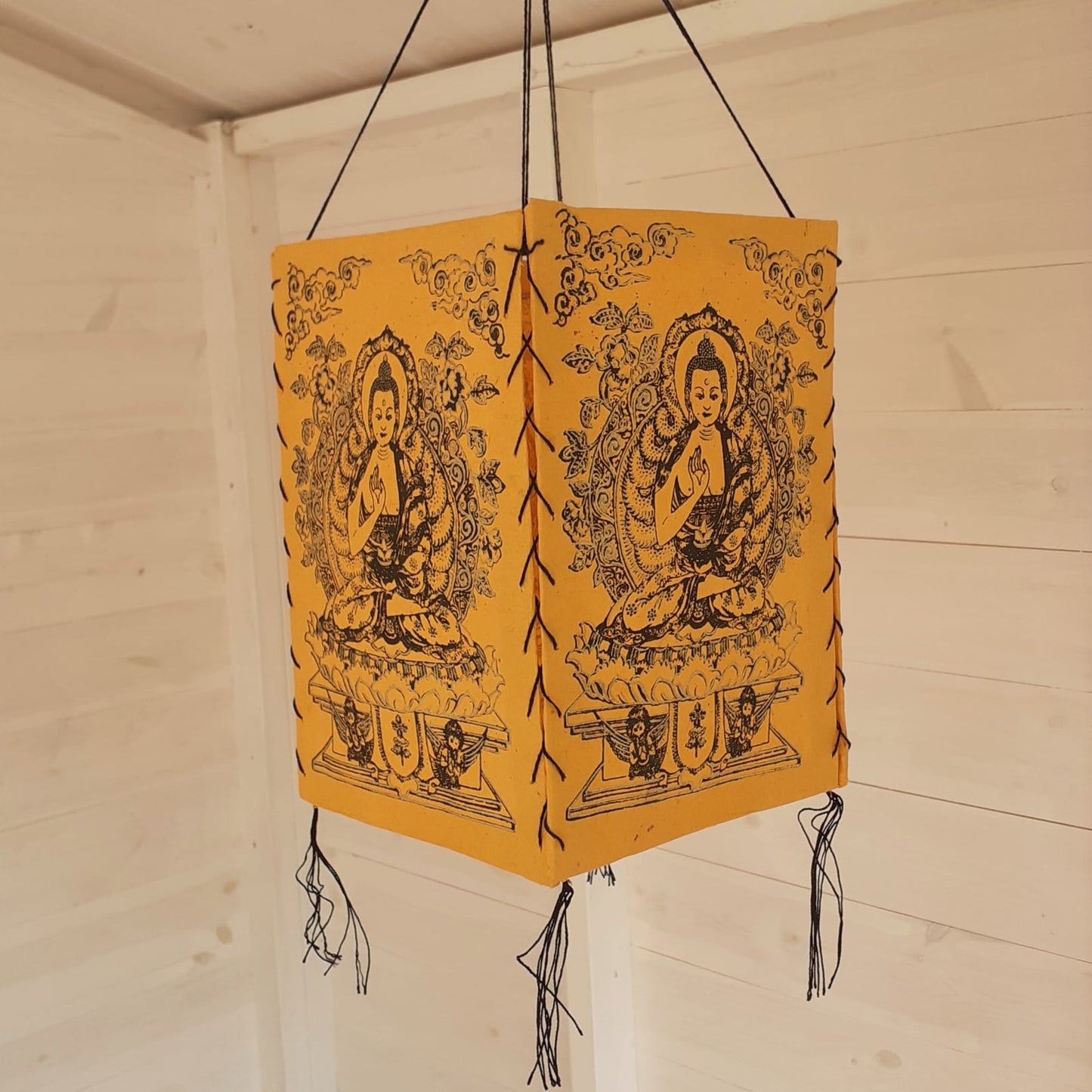 Lokta Paper Nepalese Lampshade Buddha (Yellow)