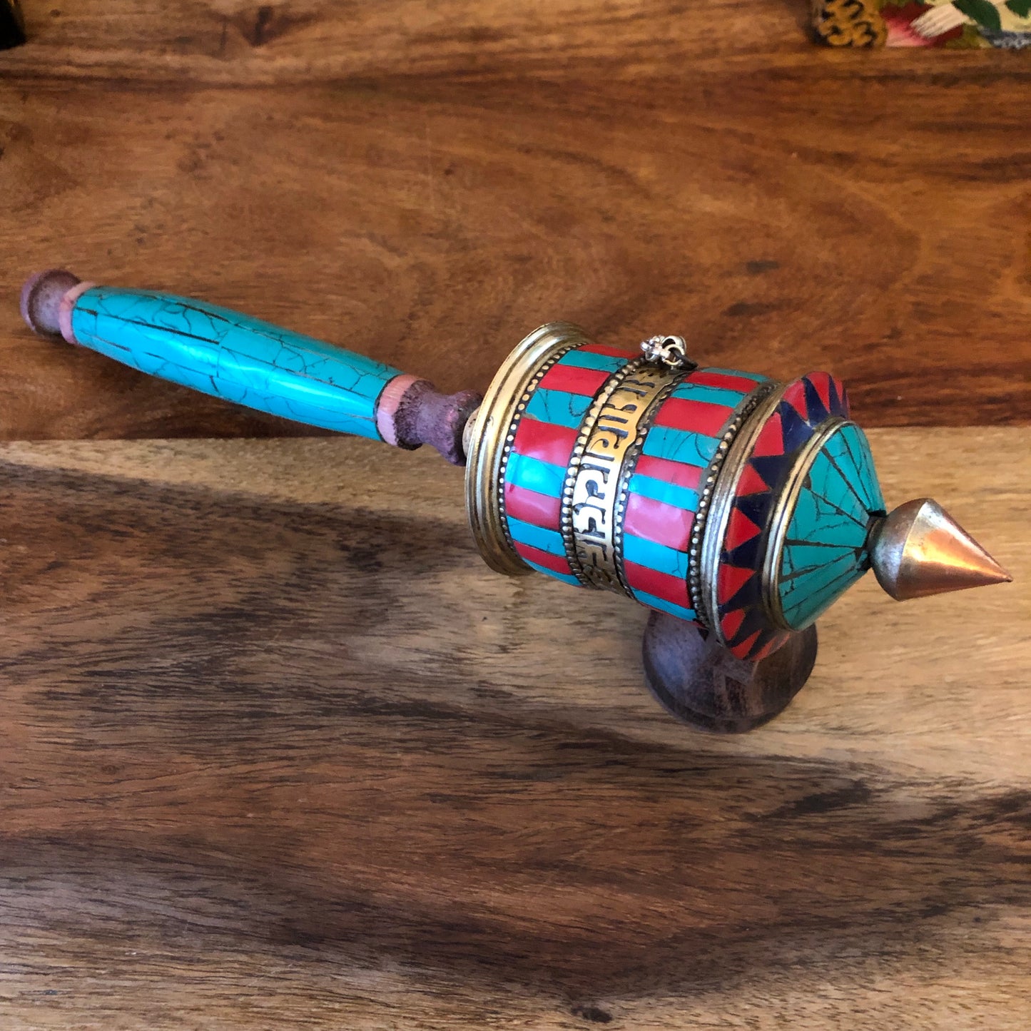 Copper and Turquoise Prayer Wheel