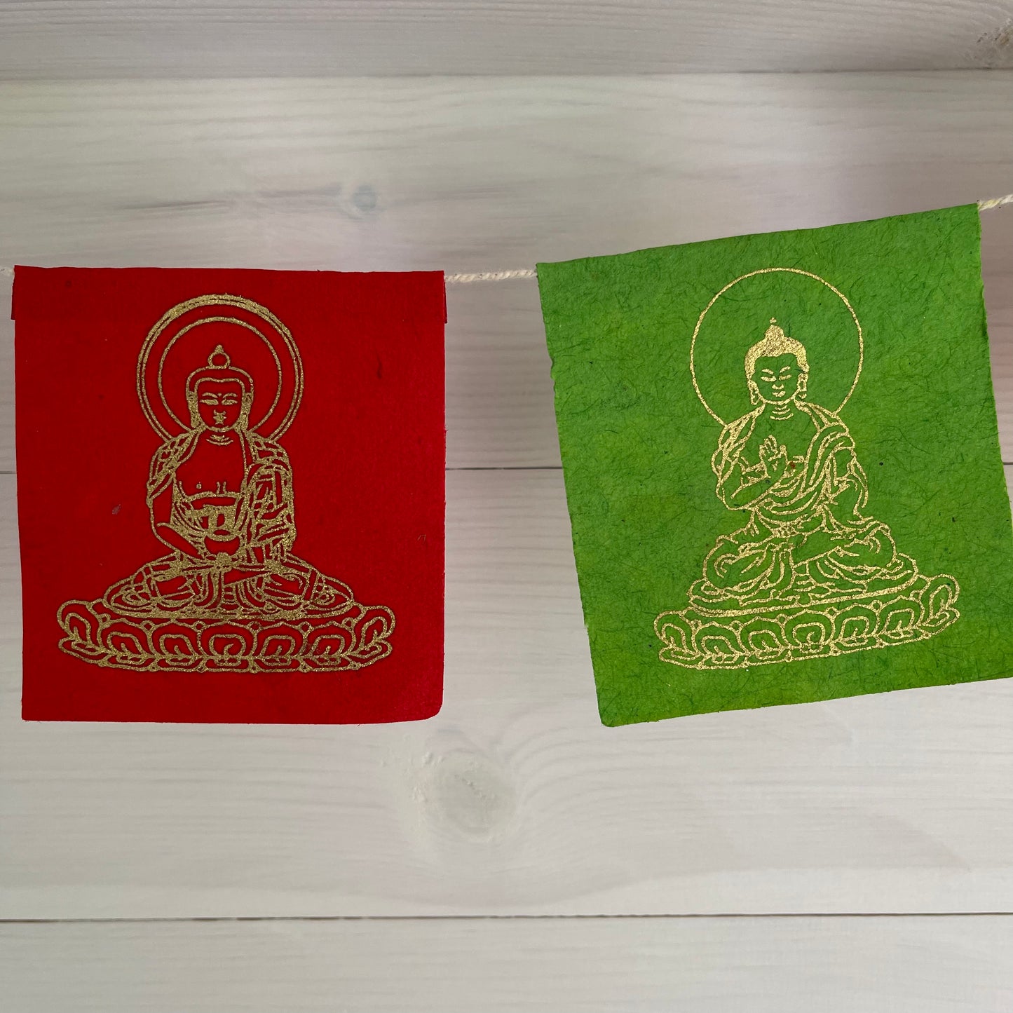 Pancha Buddha  Lokta Paper Prayer Flags 7.5cm × 8cm