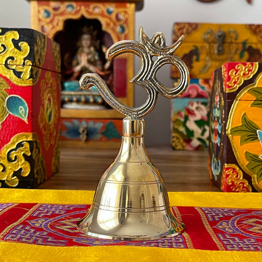 Nepalese OM Brass alter bell 11.5 x 6.5 cm