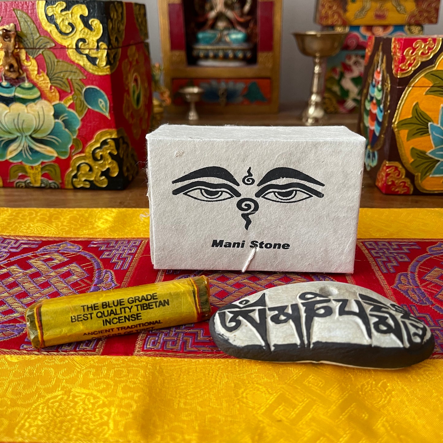 Himalayan Om Stone Mani stone Boxed gift set