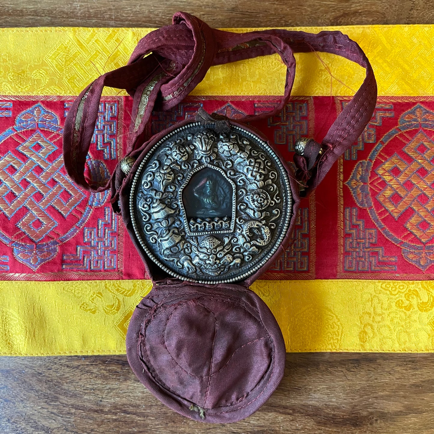 Tibetan Round Travel Gau portable Prayer Box  shrine