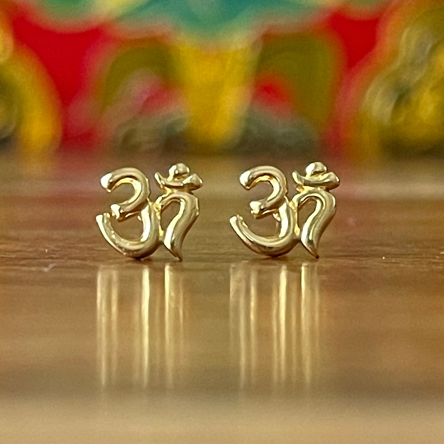 Om Stud Earrings  925 Sterling Silver (Gold plated)