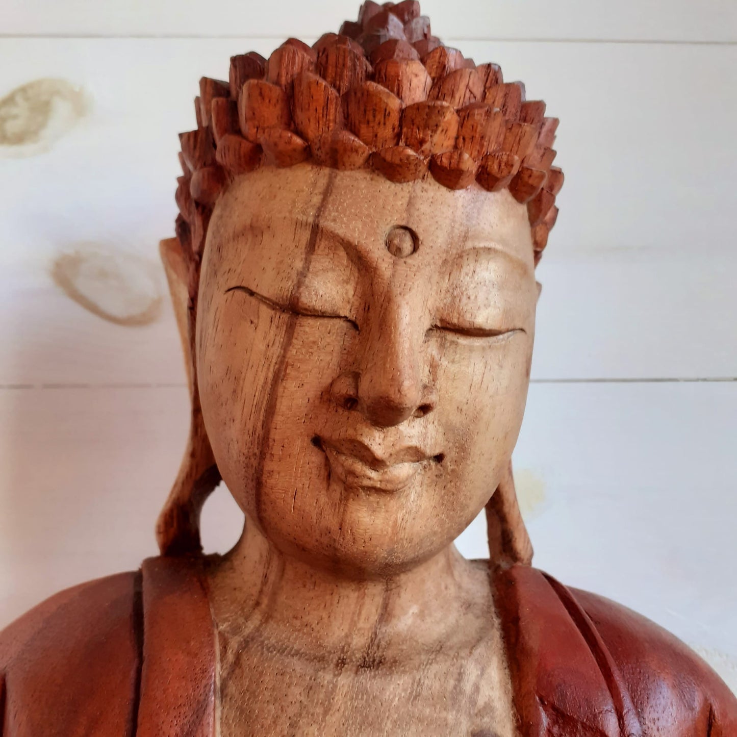 Meditating Buddha Hand carved Statue 34cm