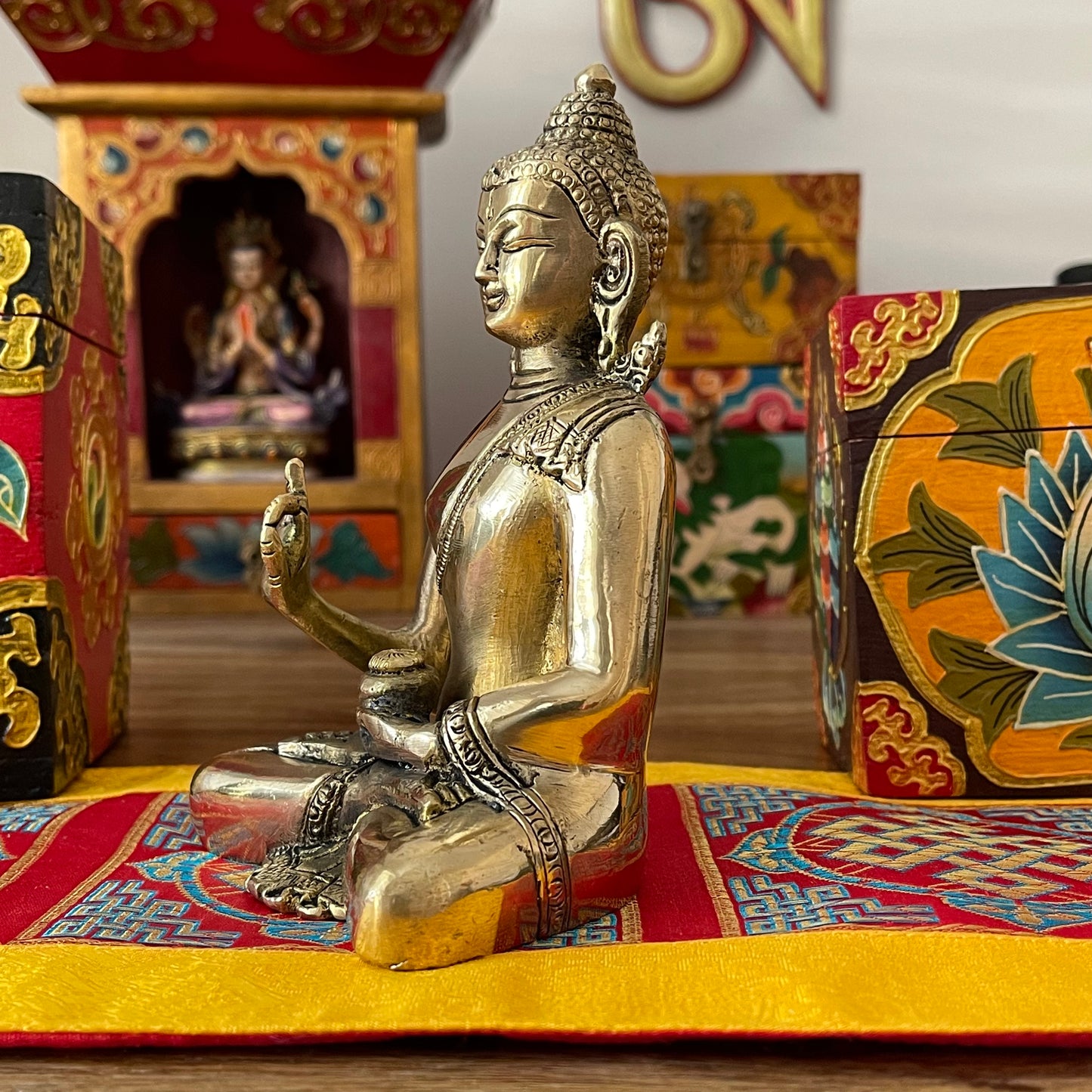 Brass Buddha Statue Teaching 15cm