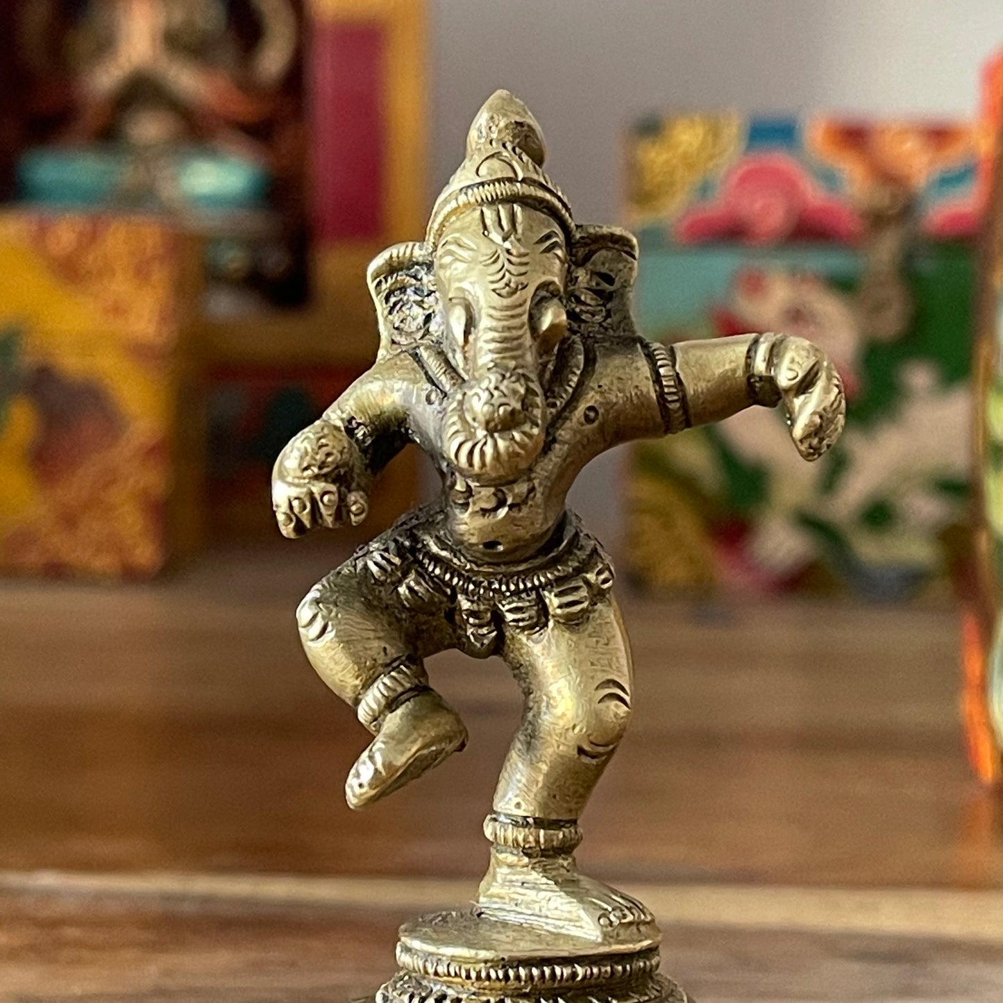 Dancing Ganesh Brass Statue 9 cm