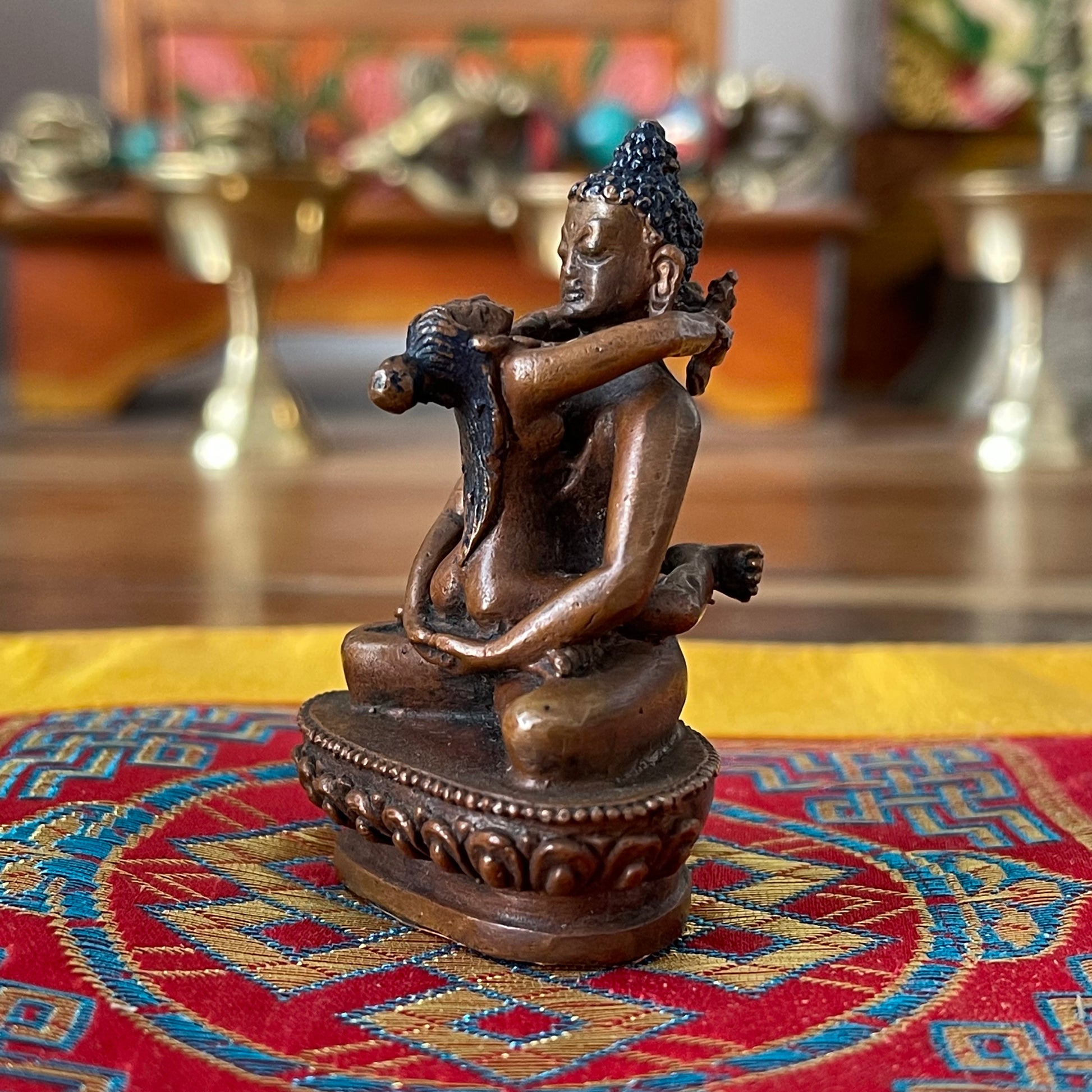 Copper Tibetan Statue of Samantabhadra 6 cm (fine detail)