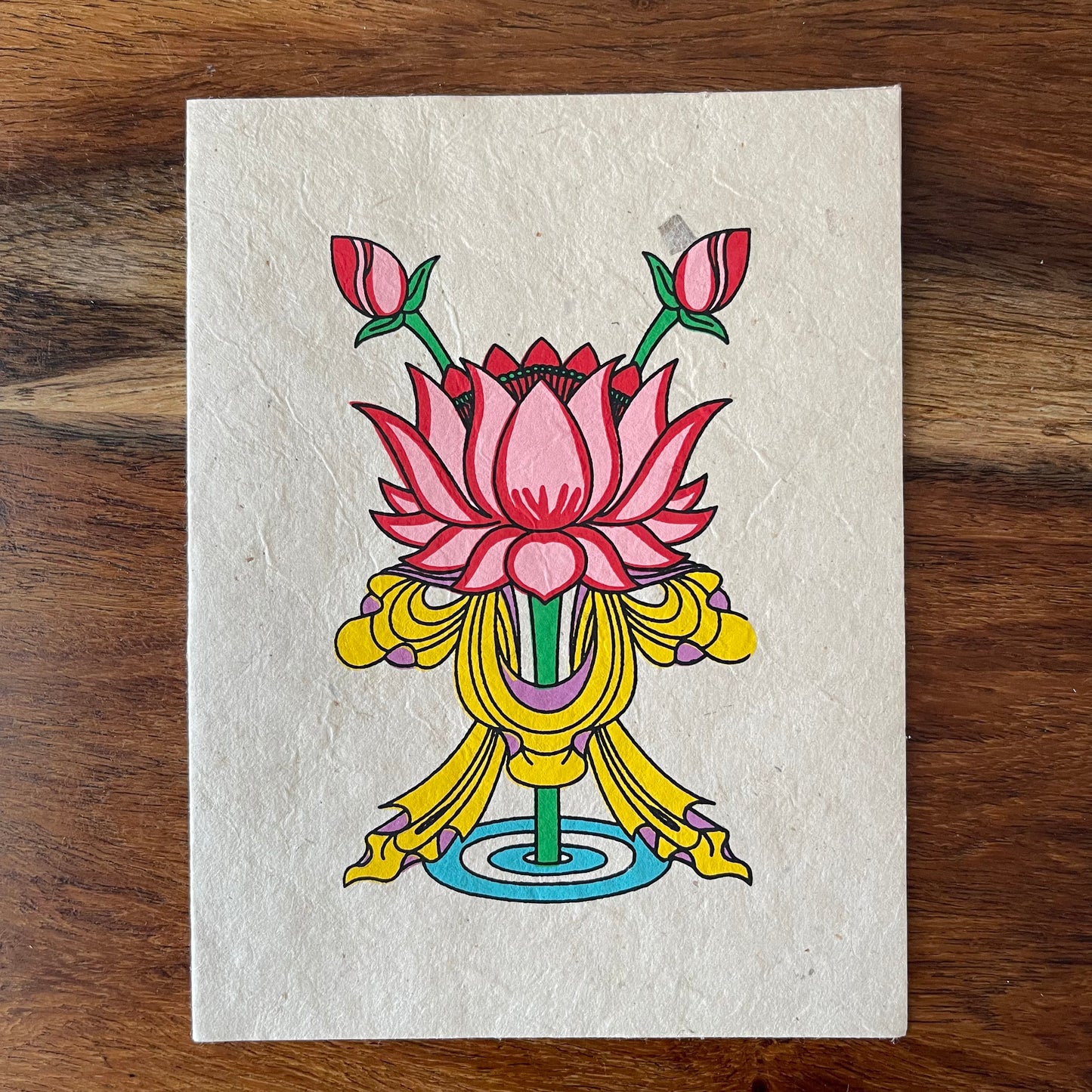Lokta Paper  greetings Card Lotus Padma