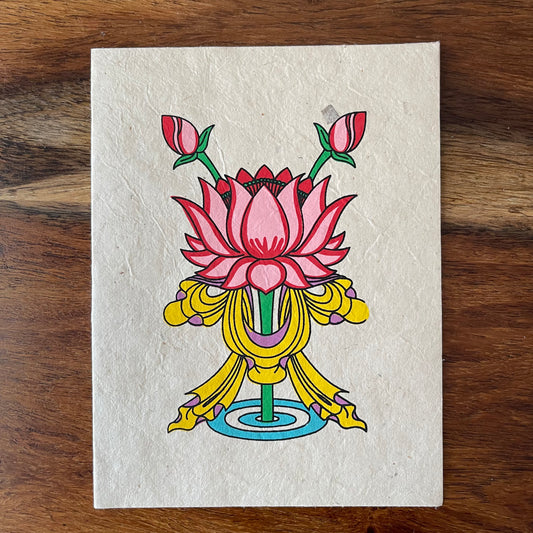 Lokta Paper  greetings Card Lotus Padma