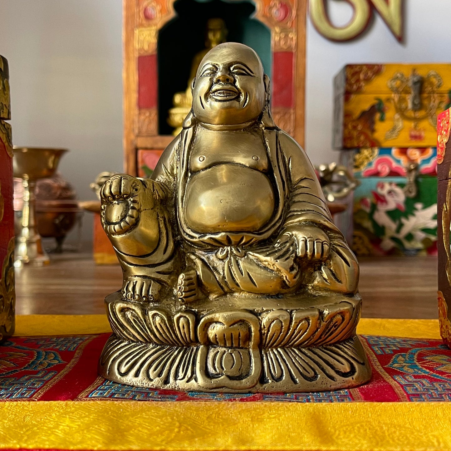 Buddha statue Laughing Buddha Brass 13cm
