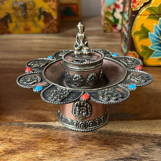 Buddhist incense Burner Copper & Brass 14cm
