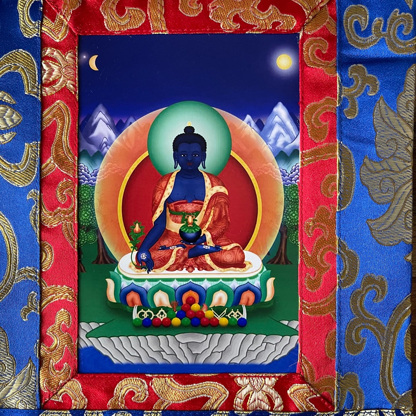 Printed Medicine Buddha thangka 29 x 20 cm