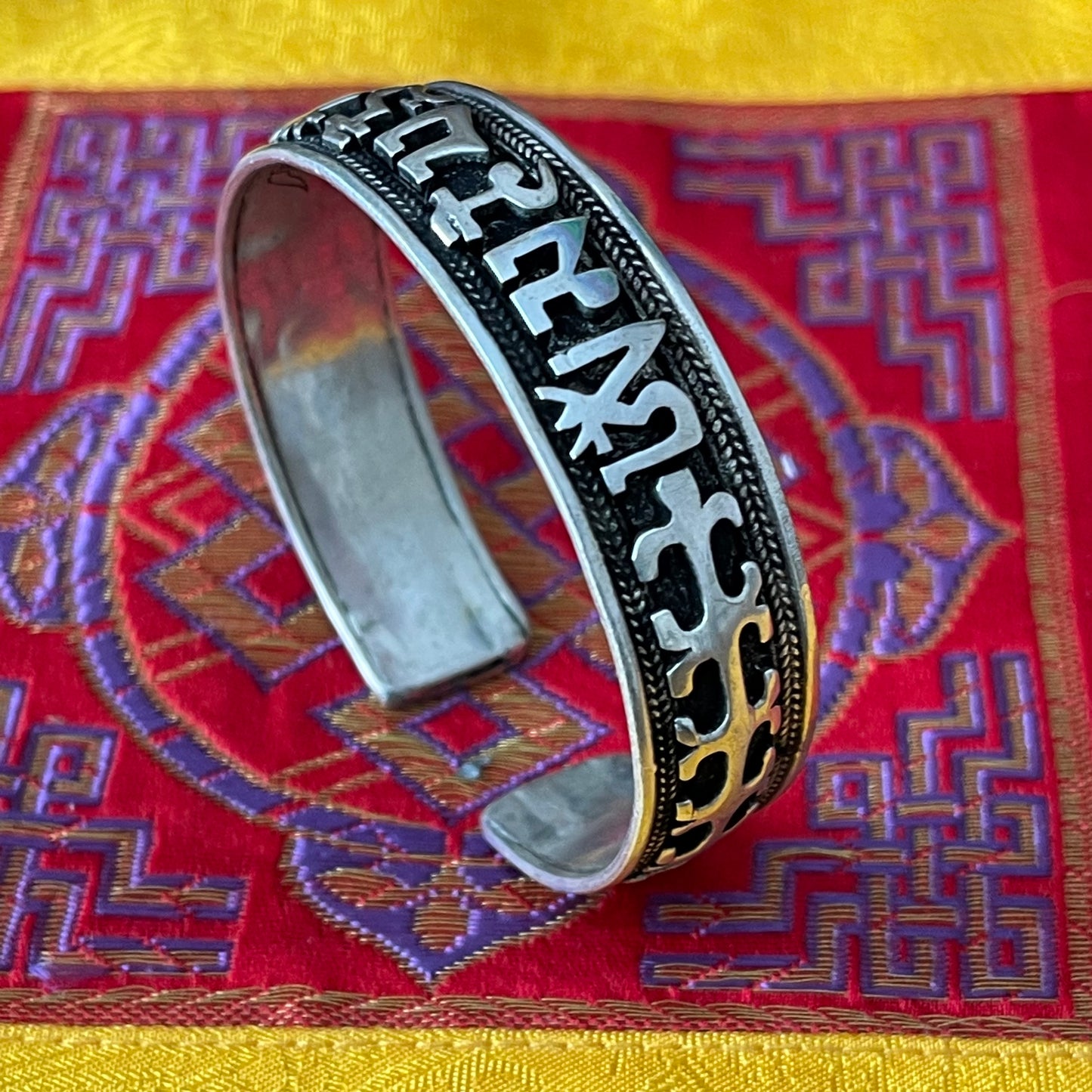 Om Mantra Tibetan Buddhist  Cuff bracelet 15mm