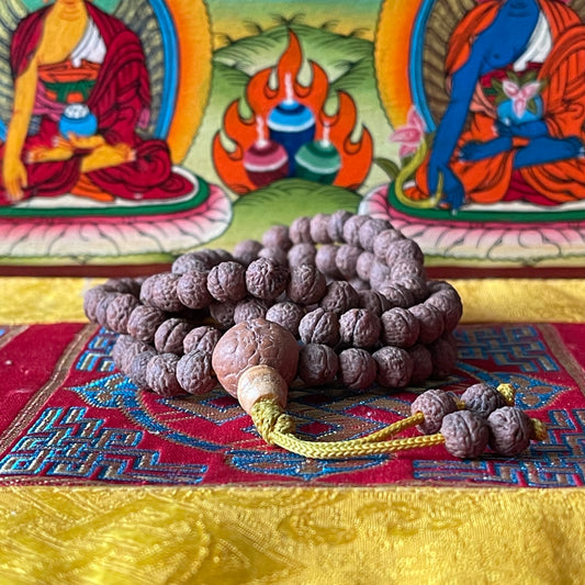 Buddhist prayer beads | Rako Japa Mala Lotus beads Natural (Saffron)