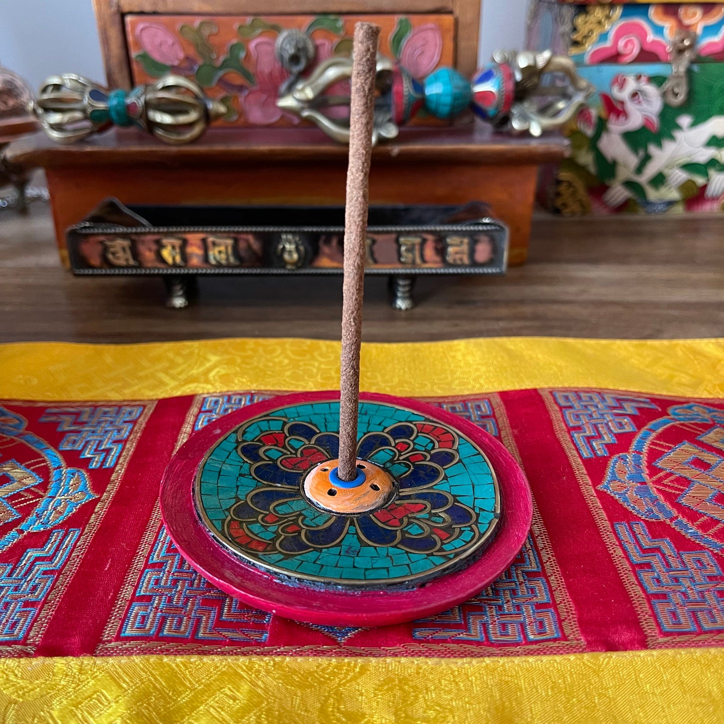 Tibetan Incense Holder Flower  9 x 9 cm