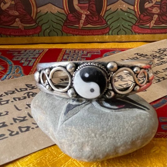 Tibetan White metal  Yin Yang Bracelet