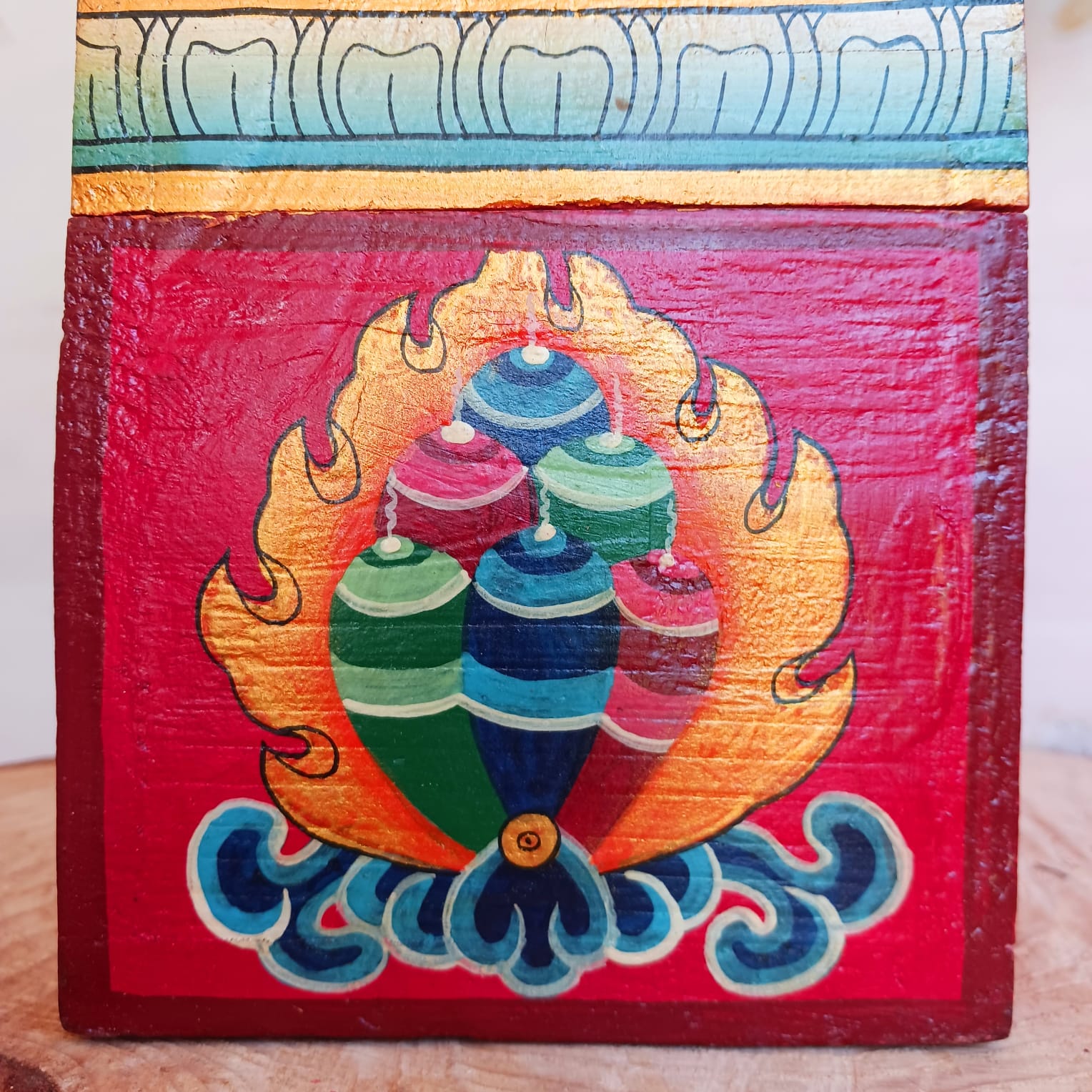 Hand Painted Tara Wooden Tibetan Box Tibetan Alter box Green Tara 