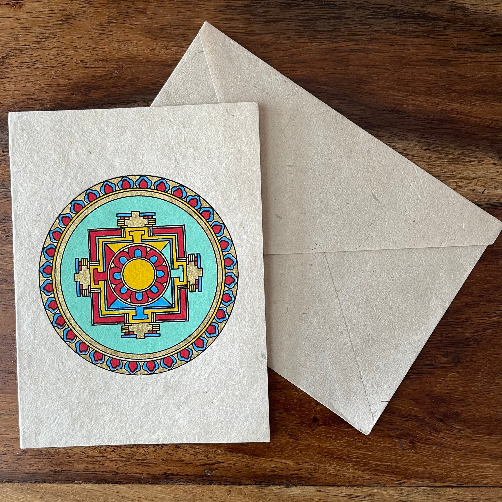 Lokta Paper  greetings Card Tibetan Mandala